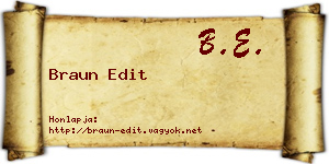 Braun Edit névjegykártya
